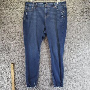 Dip Jeans Womens 18W Blue High Rise Skinny Repreve Stretch Frayed Hem
